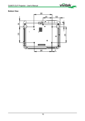 Page 1010
Bottom View
109
84
DU6675 DLP Projector - User's Manual   