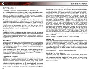 Page 44C
36
ON PARTS AND LABOR
Covers units purchased as new in United States and Puerto Rico Only.
VIZIO provides a warranty to the original purchaser of a new Product against defects 
in materials and workmanship for a period of one (1) year of non-comme\
rcial usage 
and ninety (90) days of commercial use. If a Product covered by this warranty is 
determined to be defective within the warranty period, VIZIO will either repair or 
replace the Product at its sole option and discretion.
To obtain warranty...