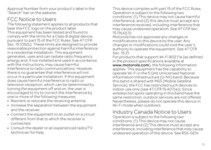 Page 7371
Approval Number from your product’s label in the  “Search” bar on the website.FCC Notice to UsersFCC NoticeThe following statement applies to all products that  bear the FCC logo on the product label. This equipment has been tested and found to comply with the limits for a Class B digital device,  pursuant to part 15 of the FCC Rules. See 47 CFR  Sec. 15.105(b). These limits are designed to provide reasonable protection against harmful interference  in a residential installation. This equipment...