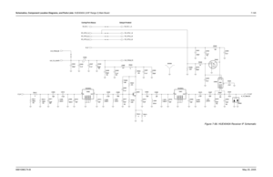 Page 405
Schematics, Component Location Diagrams, and Parts Lists: HUE4040A (UHF Range 2) Main Board 7-1456881096C74-B May 25, 2005
Figure 7-99. HUE4040A Receiver IF Schematic
Going to Frontend
IF_TO_ABACUS
Coming From Abacus
R5406
1K
C5410 C5405
2.7pF
1.8pF R5402
6.8K 0
R5407 .01uF
C5420
NU
E5400
C5431
220pF
SH5400
L5407
C5404
15pF C5429
220nH
NU
NU
220pF NU
0.1uF
C5430
OUT3
3pF
C5408
Y5401
109.65MHz
1GND12GND24GND3
GND45
IN
6
390nH 0.1uF
L5403 C5401
R5414 R5415
0
0
L5406
15pF
220nH 0.1uF
C5407
0.1uF
C5402...