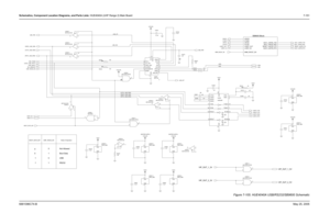 Page 411
Schematics, Component Location Diagrams, and Parts Lists: HUE4040A (UHF Range 2) Main Board 7-1516881096C74-B May 25, 2005
Figure 7-105. HUE4040A USB/RS232/SB9600 Schematic
24
LMS202E U0305VPOS
VNEG
2
6
C1NEG
3 1
C1POS
C2NEG
5
C2POS
4
5
1
D
N
G
USB_VPI
USB*_RS232_EN
USB+
USB+
USB_PWR
BOOT_TX
UTXD1_USB_VPOUT
VIP_OUT_1_5V
USB_TXENB
RIA_USBSUSP
VIP_OUT_2_5V
USB_VMI
UARTA_RXD
UARTA_RTS
BOOT_DATA_EN* UCTS1_USB_FSEN
UCTS1_USB_FSEN
RESET_UARTB_CTS BUS+_UARTB_TXD
BUS-_UARTB_RXD
BUSY_UARTB_RTS
USB_VMOUT...