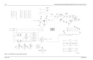 Page 416
7-156Schematics, Component Location Diagrams, and Parts Lists: HUE4040A (UHF Range 2) Main BoardMay 25, 2005 6881096C74-BFigure 7-110. HUE4040A Secure Interface Board Schematic
11P501-2
U803-4
12
13 VCC2.85
0.1uF C811
10K R806
P501-12
0
R808
J701-13 J701-15 *P501-11*
J701-27
J701-34
J701-12
VCC2.85
VCC2.85 J701-36
J701-7
R802
1K
SW_B+
J701-22
J701-24
100K
R807
VCC2.85
J701-16
Q4 8
RESET
12 J701-6
J701-10
U802-2
CLK
13
Q111
Q2 10
Q3 9 U803-1
1
2
3
U803-3
9
10 8 P501-9
0.1uF C809
VCC2.85
PWR_GND U805-2...