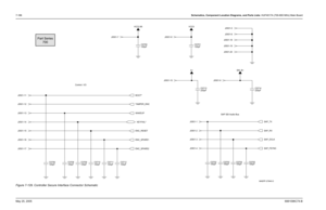 Page 446
7-186Schematics, Component Location Diagrams, and Parts Lists: HUF4017A (700-800 MHz) Main BoardMay 25, 2005 6881096C74-BFigure 7-129. Controller Secure Interface Connector Schematic
Control / I/O
SAP SSI Audio Bus
100pF C0700
J0501-8
J0501-7
J0501-9J0501-19
J0501-20
J0501-16 J0501-18
A+
VCC2.85
SW_B+
J0501-13 J0501-4
J0501-10
C0712
100pF
C0711
100pF
C0710
100pF
C0709
100pF 220pF C0713
220pF
C0714
J0501-17 J0501-1J0501-5
J0501-6
J0501-11
J0501-14 J0501-3
VCC5
J0501-2
100pF
J0501-12
J0501-15
C0708
C0706...