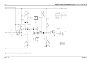 Page 452
7-192Schematics, Component Location Diagrams, and Parts Lists: HUF4017A (700-800 MHz) Main BoardMay 25, 2005 6881096C74-BFigure 7-135. HUF4017A Receiver Front-End Schematic (Sheet 2 of 2)
7.7VRX Receive
700 MHz
TP6256, 58, 60, 62
LNA Output TP6255, 57, 59, 61
3V
MIXER_RF_IN Test points 800 MHz
RX Receive
7.7V
RX switching voltages
TP6254
MIXER_IF_OUT 4.3V
0V
2.3V
TP6250
1
TP6261 1 1K R6275
D6256
.01uF
C6257
7.5nH
L6258
D6257
VN_B6258
.01uF
C6255
2
GND2
GND4
4
5
IF
LO
3 RF
1
C6276
.01uF MA4EX951H-1225...