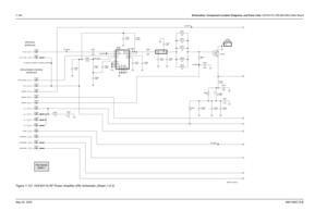 Page 454
7-194Schematics, Component Location Diagrams, and Parts Lists: HUF4017A (700-800 MHz) Main BoardMay 25, 2005 6881096C74-BFigure 7-137. HUF4017A RF Power Amplifier (PA) Schematic (Sheet 1 of 2)
RFPA/FGU
INTERFACE
RFPA/POWER CONTROL INTERFACE
3
VG2
10uF
C6563 10
NC3
15 NC4
16
RFIN 6
RFOUT1
7
RFOUT2
1
VCNTRL
14
VD1 2
VG1EP
17
11
G2
4GND1
5 GND2
12
GND3
13 GND4
8
NC1
9
NC2U6500
30C65
IF6513 18.5nH L6521
.01uF C6508
IF6512 C6501
39pF Q6520
8.2
150nH L6500
R6523POS
1
IF6501 M6520
HEATSINK
IF6507 .01uF C6507...