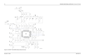 Page 1818-6Schematics, Board Overlays, and Parts Lists: Transceiver (RF) BoardsNovember 16, 20066881094C31-EFigure 8-4. NUF3577 700–800 MHz Receiver Back End Circuit
C529
0.1uF 330 R508.01uF C558
V3D C551
3pF TP501
C512
3300pF
C525
.01uF15pF
C554
V5A
R513
10K BFQ67WQ502
C515
.01uF
C519 .01uF
.01uF C530
E504 E502 E501
0.1uF C537
V3D
100pF C534
R501
V3DQ501
MMBTA13 100K
R505
100K7.5K
V3D
R511 C524
100pF10K
V3D
R504
V3D
390 R514
C541
0.1uF V3D
0.1uFC550
C543
.01uF
V3D
E519
BK1005HM471 C560TP502
L550
27pF
L503...