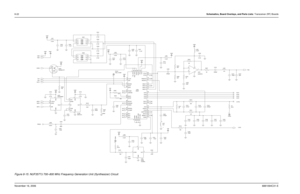 Page 1978-22Schematics, Board Overlays, and Parts Lists: Transceiver (RF) BoardsNovember 16, 20066881094C31-EFigure 8-15. NUF3577J 700–800 MHz Frequency Generation Unit (Synthesizer) Circuit
7/800_FGU_d02_a1
XTS 5000 Transceiver
7/800 (762 -869 MHz)
FGU Sheet 1 Vadim Dubov
Vadim Dubov
R202Vdd5
Vdd3
1K2K
20pF R218
VSFC238
10K R215 2 1Vdd3
NC0.1uF C210
3.3pF C228C204
C225
0.1uF 0.1uF
C218
.047uF Vdd30.1uFC205
C223
68pFC212
33pF
C237
33pF L201
2.2uH
.01uFC234 Vdd3
C221
0.1uFNC
NC
C230
39pF 27K
C233
0.1uF...