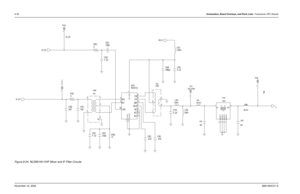 Page 2118-36Schematics, Board Overlays, and Parts Lists: Transceiver (RF) BoardsNovember 16, 20066881094C31-EFigure 8-24. NLD8910H VHF Mixer and IF Filter Circuits
C457 TP452
1
18pF 4
6
1 2 3
1
XFMRT453
TP455
1TP15
TEST_POINT
560.0nHL455
1 5 4 P T 1
18pFC458
1 D N G 6
2
2 D N G
3
3 D
N G
4 D
N G 5
IN 1
OUT4 75D01 FL451
NC5 4
63
2
1 XFMR
T451
560.0nH
L454
RX_OSC
RX_OSC
IF
IF
RF_OUTANA_5V 