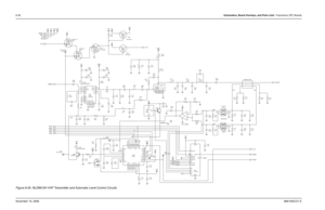 Page 2138-38Schematics, Board Overlays, and Parts Lists: Transceiver (RF) BoardsNovember 16, 20066881094C31-EFigure 8-26. NLD8910H VHF Transmitter and Automatic Level Control Circuits 
Embedded coupler
FWD RVS
C137
C N
NC2 33pF
D102 MBD330DWT14802197J83
1 A1
4
A23
K1 6
K2
2
NC1 5
R113
100K
C131
1uF R115
1K100 V3B
R118
L120
18nH
C148
68pF 330pF
NC C106
.01uF C125R101
NC TXB+
TX7V100K
6 1
17
V5EXT20
VAR1
18
VAR224
VAR3
G V 5 1
6
VL19
VLIM
0 1
1
RFIN
21
RS
1 3
T E S
R
23
RX T1 2
0
3
P M E T
0 1 V 4 1
5 4 V 3 1
X
Q...