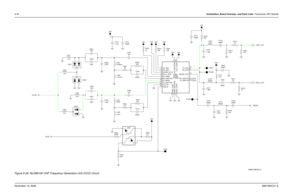 Page 2158-40Schematics, Board Overlays, and Parts Lists: Transceiver (RF) BoardsNovember 16, 20066881094C31-EFigure 8-28. NLD8910H VHF Frequency Generation Unit (VCO) Circuit
1uH L302C320 3.3pF
330pF C313
C305
30 0.1uF
330pF R301
C309
C317
1.8pF 12pFVSF
180nHL311 12pF
C302
C318 C301
27nH330pF
L308R313
220
D3031uH L312 R304
10K
270KVSF VSFVSF
R309 L304
1uH D301
R318
51
C306
1.8pF
330pFC333 VSF R303
33
R308
1K C304
15pFL306
11.87nH
C321
1.8pF VSF C314
330pF
330 R306330pF C315
VSF
R307R305
10K
270R314
470R315
15
33...