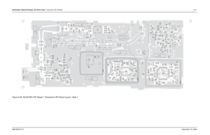 Page 246Schematics, Board Overlays, and Parts Lists: Transceiver (RF) Boards8-716881094C31-ENovember 16, 2006Figure 8-48. NLE4278D UHF Range 1 Transceiver (RF) Board Layout—Side 2
DG
C1
C2 C3
C4 C5 C6 C7
C8
C12C13C14
C22
C30
C101
C102
C103
C104
C106
C107
C108
C109
C110
C 111
C112C113 C114C115
C116
C117 C136
C137
C139
C201
C202C203C204
C205C206 C207C208
C210 C211
C217C218
C219
C220 C222
C229
C230C231
C232
C288
C307C308
C309
C313
C316
C317
C318C320
C326
C327 C329C336
C340
C341 C400
C401
C404C419
C420
C430C431...