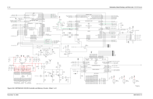 Page 3178-142Schematics, Board Overlays, and Parts Lists: VOCON BoardsNovember 16, 20066881094C31-EFigure 8-92. NNTN4819A VOCON Controller and Memory Circuits—Sheet 1 of 2
L1T/QSPI
Core (1.8V)
0
00
UART/SIM
BBP
I IOI 0
EIM (1.8V)IO
O
SIM/SAP
UART/GPIO
I
Clock Amplifier
O II I/O
INT/KPP
I
O OO
I I
O IO
O 4NC7SZ125
U408-1 2
NC C15
UCTS2_PB2 URTS1_PA13_USBXRXD_IPWR_RESET_N_IC2A L16
D14
URTS2_PB3 URXD1_PA15_USB_VMIN_IRXD_TDI K12
B16
URXD2_PB1UTXD1_PA14_USB_VPOUT_ITXD_TDOK11
F12
UTXD2_PB0
F7
SPICS8_PE2 SPICS9_PE3 E6...