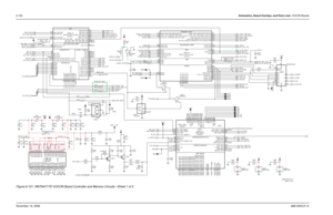 Page 3318-156Schematics, Board Overlays, and Parts Lists: VOCON BoardsNovember 16, 20066881094C31-EFigure 8-101. NNTN4717D VOCON Board Controller and Memory Circuits—Sheet 1 of 2
INT/KPP
II
O O
O IO
O
IO
I
Clock Amplifier
O I O
O I I/O
SIM/SA P
O
I
L1T/QSPI
Core (1.8V)
0
0 0
UART/SIM
BB P
II 0
EIM (1.8V )I
UART/GPIO
I
delete,.Remove for Type I
0 R403
.01uFC4420 R417
C419
C414 100pF
V2 0.1uF
0.1uF
U408-2
PWR_GND C439VCC5
0 R415Remove for Type I
VSW_1_55VR442
0
delete,.
R440
100K
C415
0.1uF0.1uF C437 V2
1uF C418...