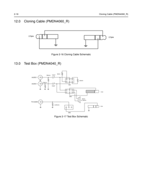 Page 362-18Cloning Cable (PMDN4060_R)
12.0 Cloning Cable (PMDN4060_R)
13.0 Test Box (PMDN4040_R)
Figure 2-16 Cloning Cable Schematic
Figure 2-17 Test Box Schematic
e i p 5 . 2e i p 5 . 2
5 . 2ei p 5 . 3ei p
1   O I D U A
1   O I D U A
O I D U A   X T
o M 1mho M 1mh0 0 1Fu
0 0 1Fuo 8mh
4 2mh o
o 8mh
2   r omh o 4 S1W
S2W
S3W K 2 . 2mh o 