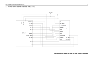 Page 43VHF 25-45W Band 2 PCB 8486487Z03-B / Schematics4-32.0 VHF 25-45W Band 2 PCB 8486487Z03-B / Schematics
FILT_SW_B+
9V COMP_B+
DET-VFWD DET_VRVS
FILT_SW_B+
INTEGRATOR
PA_BIAS PWR_SET
RX RX_ENTX_EN
TX_INJ V_CTRL_DRIVER9V
COMP_B+
DET_VFWDDET_VRVS FILT_SW_B+
INTEGRATOR PA_BIAS PWR_SET
RX RX_EN TX_EN
TX_INJ V_CTRL_DRIVER
9V
VHF2 Interconnection between Main Board and Power Amplifier Compartment 