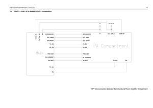 Page 43VHF1 1-25W PCB 8486672Z01 / Schematics4-32.0 VHF1 1-25W  PCB 8486672Z01 / Schematics
73D02968C63-0
SHEET 1 OF 8 TX_EN
TX_INJ9VCOMP_B+
DET_VFWD DET_VRVSFILT_SW_B+
INTEGRATOR
PA_BIAS PA_CURRENTPWR_SET
RX RX_EN TX_EN
TX_INJ
9V FILT_SW_B+
9V COMP_B+
DET-VFWD DET_VRVS
FILT_SW_B+
INTEGRATOR
PA_BIAS PA_CURRENTPWR_SET
RX RX_EN
 VHF1 Interconnection between Main Board and Power Amplifier Compartment 