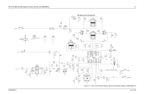 Page 77VHF 136-162 MHz Schematic Diagrams, Overlays, and Parts Lists (8486769Z04-C)7-236880309N62-CJune, 2005
5V for 25kHz
RX Back End (Overtone)
0V for 12.5kHz
3.39V
3.05V
0.74V
1.5V 2.1V When -47 dBm @ antenna
9.1pF
1.1%C5312
3
5V 1
23 D51
13
2D52
CR51C71
  IF_DEMOD TC7W04F 17
0.1uF
GND1
3
4
GND2
IN 1
OUT
2
U52-1
C69CFWC455EFL53
12K0.1uF
C73 R521
IN2
OUT
4700pF FL54
CFWC455G
GND1
3
GND24
0.1uFC55 5V
0.1uF C56C62
0.1uF
C60
0.1uFC67
0.1uF
R53
33K2.4K
Q70MMBT3904 13
2 R60
C80
22pF
1% C59
2.7pFR73
1.8K NC
R74...