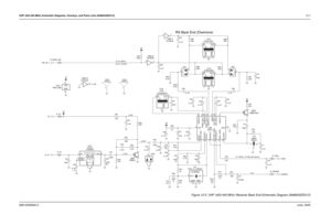 Page 189UHF (403-440 MHz) Schematic Diagrams, Overlays, and Parts Lists (8486635Z03-O)12-768810309N62-CJune, 2005
5V for 25kHz
RX Back End (Overtone)
0V for 12.5kHz
3.39V
3.05V
0.74V
1.5V 2.1V When -47 dBm @ antenna
9.1pF
1.1%C5312
3
5V 1
23 D51
13
2D52
CR51C71
  IF_DEMOD TC7W04F 17
0.1uF
GND1
3
4
GND2
IN 1
OUT
2
U52-1
C69CFWC455EFL53
12K0.1uF
C73 R521
IN2
OUT
4700pF FL54
CFWC455G
GND1
3
GND24
0.1uFC55 5V
0.1uF C56C62
0.1uF
C60
0.1uFC67
0.1uF
R53
33K2.4K
Q70MMBT3904 13
2 R60
C80
22pF
1% C59
2.7pFR73
1.8K NC
R74...