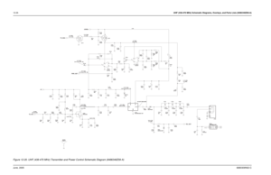 Page 20812-26UHF (438-470 MHz) Schematic Diagrams, Overlays, and Parts Lists (8486348Z09-A)June, 20056880309N62-C
3.6 V (Lo) (TYP, TX)
4.4 V (Hi) 3.3 V (TX)0 V (RX)
0 V (TX) 7.5 V (RX)7.5V 
6.8 V (TX)0 V (RX)
2.32 V (Lo) (TYP, TX)2.73 V (Hi)
892 mV (RF)+18.7 dBm
0 V (RX)
0.9 V (TX)0 V (RX)
1.7 V (TX)
DO NOT MEASURE
432 mV (RF)
1.38 V (TX)4.9 V (TX) 845 mV (RF)+18.5 dBm
0.65 V (TX) 1.8 V (Lo) (TYP, TX)2.6 V (Hi)
+8 dBm
390pF C108
NC
220nH L110
820 R100390pF C152 R171
22K
0.1uF C1015.1K R158
L141
30.54nH D120...