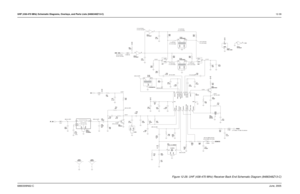 Page 221UHF (438-470 MHz) Schematic Diagrams, Overlays, and Parts Lists (8486348Z13-C)12-396880309N62-CJune, 2005
280 mV (RF)
500 mV (RF)100 mV RMS (25 kHz)
50 mV RMS (12.5 kHz)167 mV (RF) 0.62 V 1.23 V 17.5 mV (RF) 167 mV (RF)2.14 V
108 mV (RF) 128 mV (RF)0 V (25 kHz)
1 V (12.5 kHz)0 V (25 kHz)
2.8 V (12.5 kHz) 0.33 V1 V (25 kHz)
0 V (12.5 kHz)2.8 V (25 kHz)
0 V (12.5 kHz) 5 V (25 kHz)
0 V (12.5 kHz) 0 V for 25 kHz
5 V for 12.5 kHz
370 mV (RF)500 mV (RF) 5V for 25 kHz
0V for 12.5 kHz
3.39 V
3.05 V
0.74 V
1.5...