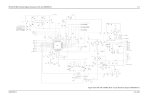 Page 227UHF (438-470 MHz) Schematic Diagrams, Overlays, and Parts Lists (8486348Z13-C)12-456880309N62-CJune, 2005
0.1uF10K24
3
R522
100K
VHF UHF
R513
R515
R516
R517 0Not Placed Not Placed
Not Placed
Not Placed
DC Level 0.3 - 0.4 V low
Supply = 7.42
1/2 Supply = 3.22INTERNAL SPEAKER MICROPHONE CONNECTOR
Not Placed 0100k
150 mV RMS (25 KHz) (Rx)
75 mV RMS (25 KHz) (Rx)
114 mV
15 V145 mV RMS7.5 V 200 mV RMS
3.5 V (UNSQ)
3.5 V (UNSQ)
0.15 V (UNSQ)3 V (TX) 0 V (RX)
3.46 V RMS(RX)(0.5W @ 24 OHMS) 10 mV RMS (Tx) 2.3 V...