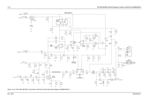 Page 24012-58UHF (465-495 MHz) Schematic Diagrams, Overlays, and Parts Lists (8486634Z02-O)June, 20056880309N62-C
0603
UHF R3 Tx
R162
10K
4.7KR1061uF C115
L102
7.5nHR120
150
100K
1%R155
NU C114
390pF
C107 390pF C171
R102
820 PA_USWB+
 
3
TAB3
4
TAB4 C113
390pF
ANTENNA_NUTM140
1
TAB1
2
TAB2
NU C131
L131
17.02nH
C124 390pFC121
C153
0.47uF
C105390pF
  PA_TX_INJNUNC 2
3 18
4U151
57R01
LM2904
U150-1
1%
100K
L101
220nH SHIELDSH100
1
R154 0.1uF
220nH L100C157
Q100BFG540W 21
MA4PH261D121 390pFC525 C170
390pF
C135...