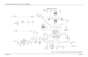 Page 61VHF (136-162 MHz) Schematic Diagrams, Overlays, and Parts Lists (8486769Z02-A)7-76880309N62-CJune, 2005
5V for 25kHz
RX Back End (Overtone)
0V for 12.5kHz
3.39V
3.05V
0.74V
1.5V 2.1V When -47 dBm @ antenna
9.1pF
1.1%C5312
3
5V 1
23 D51
13
2D52
CR51C71
  IF_DEMOD TC7W04F 17
0.1uF
GND1
3
4
GND2
IN 1
OUT
2
U52-1
C69CFWC455EFL53
12K0.1uF
C73 R521
IN2
OUT
4700pF FL54
CFWC455G
GND1
3
GND24
0.1uFC55 5V
0.1uF C56C62
0.1uF
C60
0.1uFC67
0.1uF
R53
33K2.4K
Q70MMBT3904 13
2 R60
C80
22pF
1% C59
2.7pFR73
1.8K NC
R74...