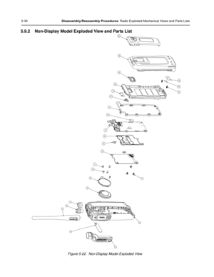 Page 725-30Disassembly/Reassembly Procedures : Radio Exploded Mechanical Views and Parts Lists
5.9.2 Non-Display Model Exploded View and Parts List
Figure 5-22.  Non-Display Model Exploded View
26
25
24
20
19
18
17
16
15
14
13
12
10
11
8
9
56
7
4
3
2
1
21 22
23 