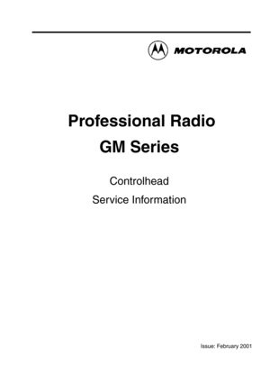 Page 297 Professional Radio
GM Series
Controlhead
Service Information
Issue: February 2001 