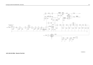 Page 71LB Range2 25-60W PCB 8486207B05 / Schematics4-21
4.61VDC
0.90VDC
0.15VDC
AT ANTENNA PORT J1401
-47 dBm (1mVrms)
-50 dBm
-38 dBm
+14 dBm (R)
4.64VDC 4.05VDC
1.33VDC9.03VDC (R)
0VDC (T)
8.36VDC (R)
9.1VDC (T)9.14VDC
9.1VDC (T) 0VDC (R)
300pFC1021
150pF9T1_FE_1
C10169T1
62pF C1035 62pF C1010
C1025
240pF 220pF C1024
C1002
.01uF
220nHL1014 C1028
5% .01uF
330nHL101341
3
RXINJ_FE_1 9V3_FE_1
U1001
UMC5N
2 6
100pFC1034 R1007
8.2K
L1011
1uH
C1001
160pF0.1uF
10% C1030
C1032
75pF R1006
10K
10 R1001Q1003
MMBT3906...