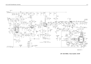 Page 257UHF 25-40W PCB 8480643z06 / Schematic4-15
NU
2.4 to 2.6 VDC3.11 VDC (44W)
NU
NU
NUNU
3.1 VDC (44W)
NU
NU NU
6.2 VDC (28W) 4.5 VDC (44W)
NU
4 to 6 dBm
3.7 to 3.9 VDC
2.2 VDC (28W)
NU NU
NU
NU NU
0.75 VDC
4.4 VDC (28W)6.5 VDC (44W)NU
NU
NU NU NU NU
NU
NU
NUNU
NU
NUNU NU
2.2 VDC (28W)
NU
NUNU
NUNU
9.2 VDC
NU
NU NU
NU NU
NUNU
NU
NU
NU100pF C4459
FE_CNTL_2_VHF_PA_1
4.7 R4601
R4431
C4502
.015uF 16pF
R4433C4450
C4462 L4401
11.03nH
R4506
10K
R4459C4449
K9V1 C4418
33pF
GND
3 POS1
2
VOUT 0.1uF
LM50 U4502...