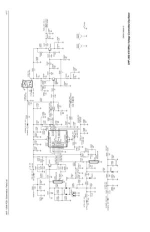 Page 229UHF 1-25W PCB / Schematics / Parts List4-17
C4307 1pF
NU
Q4331
MMBR941
NU 100pF C4372
NU 2pF
R4334
NU 0
R4335 L4371
1pF
NUC4373R4337
NU
C4331
6.8pF
C4334
51pFNU C4335 0.1uF C4332
C4337
1pF C4339
NU R4338
NU 220
R4340
220NU 22 NU
R4344R4345
0
NU R4336
NU 1KNU
1pF C4313NU
0.1uF C4381NU22K R4332
R4333
10K
NU10 R4362
NU
L4362
33nHNU
470 R43811pF C4374
NU
100pF
NU C4382
100pF
NU C4317
100pFNUC4375
0.1uF
NU1pF C4363
NUNU
100pF C4322 C4323NU 0.22uF
NU 0 VDC (Tx)2.35 VDC 0 VDC (Tx)
4.42 VDC (Rx)
NUNU
(Tx)
4.54...