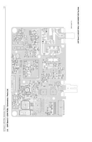 Page 263UHF Band 2 1-25W PCBs / Schematics / Parts List4-32.0 UHF Band 2 1-25W PCBs / Schematics / Parts List
ZMY0130677-O
U0251
9 81
16
R0103 C0108C0252 R0251R0212 R0257
R0252C0251
C021214
1
78U0211 R0211
R0253 C0211
R0256
R0268 C0256
R0269C0261
C0262
C0253
U01211 16
17
32U0101 26
5176 1
R0132R0131
R0105
R0114
R0170R0106
C0101
C0102
C0131C013213
25 37 1
U0221 Q0110
R0221 R0222
R0220
R0224
R0225R0241
R0108
R0223
R0226 R0227
R0229
R0442
R0262
R0101
R0104R0110
R0115
R0254
R0255
R0261
R0116R0228
R0242 R0102
C0236...