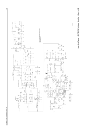 Page 321Low Band PCBs / Schematics / Parts Lists4-21
1.8V-2.2V
1.8-2.2V
1.75Vpp 1.8V-2.2V
12VppJ1401 L1423
430pF124.327nH
130pF
C1481
C1422
FN0:NOTPLACEDC1449
4.7uH .01uF
16
RFIN6
RFOUT1
7
RFOUT2 1
VCNTRL
14
VD12
VG1
3
VG2L1402
4
GND1
5
GND2
12
GND3
13
GND4
8
NC1
9
NC2
10
NC3
15
NC4
U140130C65
17
EP
11
G2
C1413
.01uFL1424
56nH
FN0:NP 1uF C1425
10 R1421
.01uF C140510uFC1458
75pF C148656pF
180 R14541uFC1452
C1471
C1469
.01uF C1468.01uF
0C1433
1uF
27Vpp
78Vpp2Vdc
143Vpp189Vpp186Vpp
27Vpp
R14820.1uF
C1402C1529 .01uF...