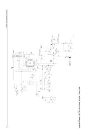 Page 3224-22Low Band PCBs / Schematics / Parts Lists
6.00V (44W) 3.00V (72W)
2.90V (44W) 2.46V (72W)
1.86V (44W)
6.34V (72W) 2.51V (72W)
1.90V (44W) 0.825V
9V3
Q1504 Q1502
R1508
1% 43.2
D1503 D1502
R1545
4.7K
Q1506C1532
10uF TP1505
680CSX TEMPSENSE_PA_1
R1537R1501
1000pFC1531 1.5K39.2
1% R1535
.01uFC1530
R1515
R1524 1K
680 100K R1510
1.5KR1541R1511
100K
1000pFC1505
100KR1512Q1503
82K R1532 R1502
470
U1502 2
31 8
4CLK_PA_1DATA
7 8
4FECNTL_1_PA_1 9T1_PA_1
U1502 6
59V3_PA_1
R1509
100K
C1512 R1522
10K
1uF C1509...