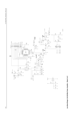 Page 3264-26Low Band PCBs / Schematics / Parts Lists
2.10V (44W)2.878V (72W)
2.137V (44W)
4.57V (44W) 2.54V (72W)
2.42V (44W) 2.85V (72W)0.825V
4.93V (72W) R1526
100K 680 R1501
R1524
680 10K R1504
C1527
.01uF470R1502
51K
1K R1537
R1542 Q1501
RESET_PA_1
0 R1535
R1532
82K Q1502
FECNTL_1_PA_1DATA_PA_1
R1519
680
TP1502
6.2K R1541Q1503
Q1504 2200pF C15042200pF C1508
1.1K R1513
R1517
680
6
57 8
4DATA
C1525
U1502-2
VAR218 VAR324
15 VG
6
VL19
VLIM
0.1uF RSET 31
23
RX 2
T1
30
TEMP14 V1016 V45
V5EXT17 VAR120
8
GND1
25...