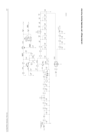 Page 327Low Band PCBs / Schematics / Parts Lists4-27
AT ANTENNA PORT J1401
-47 dBm (1mVrms)
-50 dBm
-38 dBm
+14 dBm (R)9.1VDC (T)0VDC (R) 9.14VDC
8.36VDC (R)
9.1VDC (T) 9.03VDC (R)
0VDC (T)
4.60VDC 4.00VDC
1.47VDC
4.56VDC
0.18VDC 0.94VDC
C1041L10039V3
220pF10%0.1uF
130nH300pF C1031
L1004C1022
RXIN_FE_1
130nHC1015
.01uF
360pF C1021L1009
130nH
130pFC1034C1026
.01uF 9T1_FE_1
C1016
200pFC1024
C1035330pF9T1
91pF L1014 C1003
220pFC1006
220nH C1013
91pF
0.1uFC1017
.01uF
270pF 130nHL1008
220pFC1025
0.1uF
C1012...