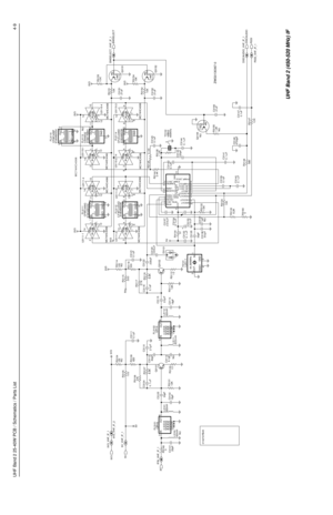 Page 477UHF Band 2 25-40W PCB / Schematics / Parts List4-9
9186176B01 9180469V04
9180469V03
9180469V06
9180468V06
R3144
2.4KBWSELECT_VHF_IF_1
 
9V3_VHF_IF_2
 
C3113
9.1pF
NU R3104
100
NU
100
620nH
NUR3105
R3130 L310014
VDD
7 VSS
51 U3111-1
MC74HC4066 
13 CNTL1 2
C3116
L3112  0.1uF
  620nH 9V3_VHF_IF_1
 
10uFC3133
 
0.1uFC3132
 .01uF
 
 C3151
OUT2
C3137
.039uFCFW C455D
FL3112
GND1
34GND2 IN 1
620nH
 C3121
L3101  0.1uF
R3101
12K
 
12KR3147 15pF
 
 DISCAUDIO C3102C3152
.01uF
 
0.1uF
  C31397 VSS
0.1uFC3141...