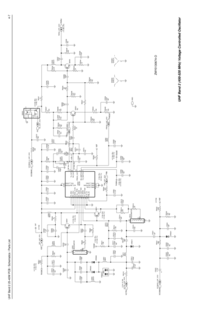 Page 547UHF Band 2 25-40W PCB / Schematics / Parts List4-7
ZMY0130674-O
R5301
5.6K
RXSW
4.2 Vdc (Rx)
0 Vdc (Tx)
R5302
10K 0.22uF C5371 C5372
100pF
NU
C5305NU
C5306
2pFL5304
390nH
4.3pF C5303
C5304
5.6pF C5302
4.3pF
CR5302 CR5303
220nH L5302
CR5301
L5301
68nH
68nH L5311C5317
100pF
100pF C5301
NU
VCTRL_UHF_VCOR5315
0 2.5 to 10 Vdc
100pF C5311
CR5311
C5316
0.1uF15pF C5312
VCOMOD
VCOMOD_UHF_VCO4.7uF C5325
VCTRL
C5323
1000pF56K R5321
C5322
100pF
NU
NUC5321
1pF
R5322
6.8K
CR53213pF C5324R5323
10K
VSF
NU4.5 Vdc P22...