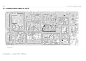 Page 2186D-24Circuit Board/Schematic Diagrams and Parts List8.0 Circuit Board/Schematic Diagrams and Parts List
ZMY0130348-A
40 J4001
U405
1
7 821
22
8 54
1 U407
C427 C428C429
C424
R408 R492 R429
R478 R428
C404
C444
C473 C443
L401R435
RT400 TP401
TP402
TP410
VR447
VR449
C471 C472
21
1
J403
20
22C441C490
C491
C492C493 C494
C495
C496C497
CR413 L400
Q4173
4 R477
R421
R450
TP405TP406
VR434
VR450
TP415C402 C467
C482
C403
C480
CR440
Q403
Q405
3
4R454
R455
R456 R416
R448 R447R452
R451
R481R453
4
C401
CR412R401
R402R405...