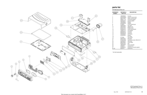 Page 80May 1996 68P02945C70-O 
15
parts listGTX Mechanical Parts ListREFERENCE         MOTOROLA             DESCRIPTION   SYMBOL                PART NO. 
1 1580356K01 housing
2 3605422W02 exterior volume knob
3 3608147K01 inferior volume knob
4 3280511 L01 LCD frame gasket
5 3205932V01 speaker gasket
6 7580358K01 keypad
7 5002236P05 speaker
B FLN8530 control head board
9 5480643K01 logo label
10 3280494K01 speaker pad
11 8402618Y01 flexible circuit
12 3202620Y01 control head gasket
13 7202631Y01 LCD display
14...