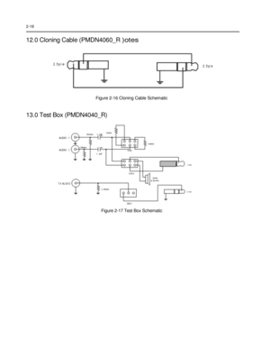 Page 34 
 
 
 
 
2-18 
 
12.0 Cloning Cable (PMDN4060_R )otes 
    
2 . 5 p i e 
 
 
 
 
 
Figure 2-16 Cloning Cable Schematic 
 
13.0 Test Box (PMDN4040_R) 
        
2 . 5 p i e  
     
1M ohm 1 0uF 8 ohm 
AUDIO 1  2 4ohm 1 Mohm AUDIO 1 S W1 1 0uF     3. 5pe   S W 2 8 ohm or 24 ohm T X AU DI O  2 . 2Kohm 2 .5 p e    
SW 3 
Figure 2-17 Test Box Schematic   