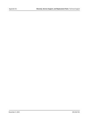 Page 89December 3, 2003HKLN4215A
Appendix B-4Warranty, Service Support, and Replacement Parts: Technical Support 