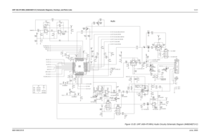 Page 207UHF 438-470 MHz (8486348Z13-C) Schematic Diagrams, Overlays, and Parts Lists12-316881096C25-BJune, 2005
25 14
6
ACCESSORY 
CONNECTOR
INTERNAL
SPEAKER
0Not Placed Not Placed
Not Placed
Not Placed
Audio
MICROPHONE 
 CONNECTOR
VHF UHF
R513
R515
R516
R517DC Level 0.3 - 0.4 V low
Not Placed 0100kSupply = 7.42
1/2 Supply = 3.22
Not_Placed:NU13
2
Q482
R494
330K
C499
39pF 5V_A
C456
0.1uFR478
2.2K
1u
FC4981000pFC493
470pF C488
C489
470pFR469
10
Not_Placed:N
U
R482
330K
5V_B
5V_BR471
2.2K
Not_Placed:NU...