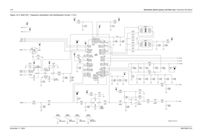 Page 17212-6Schematics, Board Layouts, and Parts Lists: Transceiver (RF) BoardNovember 11, 20046881094C12-AFigure 12-5. 
NUE7337_ Frequency Generation Unit (Synthesizer) Circuit—1 of 2
82 R207 R221V3D
Q201
10K 47K 47K
SH302
SHIELD
2685282E01
1V3D
FracN
2685787B01 SHIELDSH202
1VCOBIC
XO SH201
SHIELD
2685787B01
1 V3D
2685279E01 SHIELD SH301
VCO
1 V5A
C925
0.1uF 27K
deleteR220 C297
220pF
C242 NC
R216
8.2KNC
NCV3D
0.1uF
1000pFC236 C211
0.1uFV3D
2.2uHL204
33K VSF
33K
R2081000pFC213 R201
2K R202 0.1uF V5A
L202...