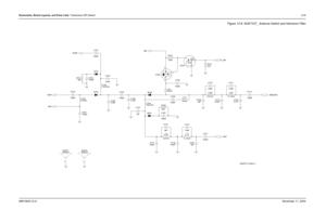 Page 175Schematics, Board Layouts, and Parts Lists: Transceiver (RF) Board12-96881094C12-ANovember 11, 2004
Figure 12-8. 
NUE7337_ Antenna Switch and Harmonic Filter
C714
100pF R703
51K Q703
D702
19.61nH L704
D601D602
8.67nHL707
12.16nH
R705L706
100pFC7256203.6pF
6.8pFC712 C710 2.4pFC704R704
100K47K
47K
Q702
31 2
C706
4.3pF
8.67nH 100pFC701
2pF L709 100pF
C720 C707
C719
1.6pF
C718
6.8pF
SH701
SHIELD
1SHIELDSH702
12.7pF C726470nH L701100pFC724
100pF100nHL711
1pFC7282.2pF
C727
C721C711
19.61nH
100pF L710
12.16nH...