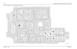 Page 17612-10Schematics, Board Layouts, and Parts Lists: Transceiver (RF) BoardNovember 11, 20046881094C12-AFigure 12-9. NUE7337_ Transceiver (RF) Board Layout—Side 1
271E01
C3
C4
C5
C12
C15
C104
C114
C115
C119 C121
C122
C123C124
C125
C131C133
C209
C213
C214
C215
C216
C221
C224C225
C226
C227
C233C234
C235
C236
C242C297
C307C314
C315
C316
C317C318
C319
C320
C401
C402
C403
C404
C405
C406
C407C408C409
C421
C422
C423C424
C425
C426
C427C428
C429C444
C445
C471
C472 C473C474
C475C490
C518
C521
C522
C525
C528
C529
C530...