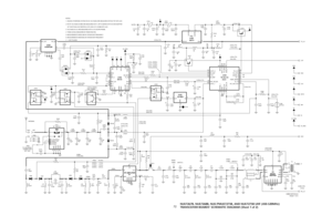 Page 9472
U101TX ALC IC
U1 RF AMPLIFIER
U102
D/A IC
P.A.
U105
85Y11
COUPLERU104
0Vdc (RX)6.5Vdc (TX)
0Vdc (RX) 2.8Vdc (TX)
*
*
* **
*
*
*
**
*
*
**
    OF THE RF MILLIVOLTMETER & A RF LEVEL OF -20 DBM INTO J401. 2. RX RF VOLTAGES IN DBM ARE MEASURED WITH 1.5PF IN SERIES WITH 50 OHM ADAPTER 1. UNLESS OTHERWISE STATED RX DC VOLTAGES ARE MEASURED WITHOUT RF INTO J401. NOTES:
0Vdc (TX) 4.9Vdc (RX) 0Vdc (RX) 3.9Vdc (TX)
VR (RX)
520MHz 0Vdc, 520MHz 0.55Vdc 450MHz
FREQ
-28dBm 6. MEASUREMENTS MADE BELOW CROSSOVER...