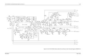 Page 109 UHF 435-480 MHz Circuit Board/Schematic Diagrams and Parts List8-236881096C38March, 2006
Figure 8-18. UHF 435-480 MHz Receiver Back End and Receiver Audio Schematic Diagram (K305E503-01)
Q408
2SC4215YR415
150K
C430 0.01
1
89
16
Q506
TA31136FN
R526
0C525
27p
C526
39p
R527
10K
C530
0.1
R532
1.5M
C531220p
C532220p
R535 2.2kR534330kC533
56p
C508
470p
R506
3.3K
1
2
345
F501
BL FYM455D
R541
22K
R542
22K
1
2
345
F502
AL FYM455G
R530
22K
R531
22K
C501
100p
C502
NUC503
0.01
R501
0
CD501
IFD0455C24E3
C505
100p...