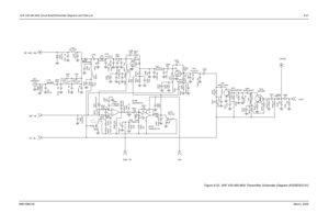 Page 113 UHF 435-480 MHz Circuit Board/Schematic Diagrams and Parts List8-276881096C38March, 2006
Figure 8-22. UHF 435-480 MHz Transmitter Schematic Diagram (K305E503-01)
J401
02D04852J
L415
0.4-1.0-5T
C440 10p
C443 9p
L416
0.4-1.0-5T
C441
1.5p
C442
1p
C439
100p
C444
7p
L419
0.4-1.0-5T
Q409
HVU131
C432 4p
R417
220
C433
Not use
Q410
MA4PH262
23
8
4
1
Q419A
LM2904W(1/2)
65
7
Q419B
LM2904W(2/2)
C465
Not use
R443
100K 1%R444
100K 1%
R442
0.1(1W)
R445
100K 1%R446
100K 1%
R449
100K 1%
C466
0.001
R447
97.6K 1%
R450...